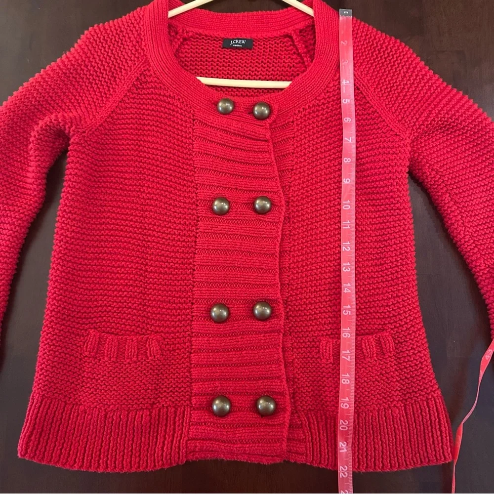 J. Crew Handknit Red Double Breasted Cardigan Chunky Sweater Women’s Size S